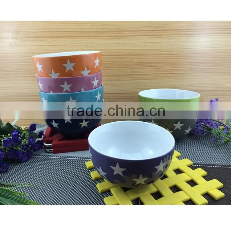 popular ceramic cereal bowl with star logo printed soup bowl stoneware