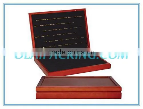 Luxury wooden medal coin box made of solid wood