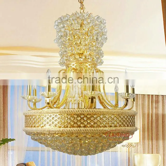 2016 Hotel Lobby Gold Chandelier Lamp Big Modern Crystal Chandeliers for High Ceiling