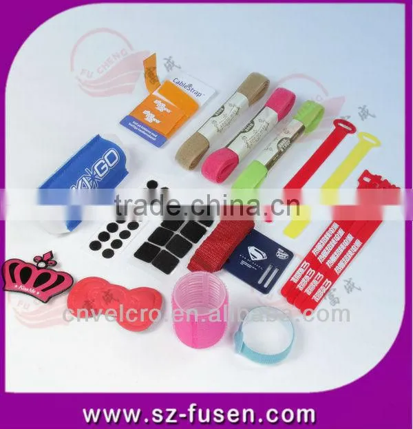 Custom Fastener magic tape Cable Ties With White