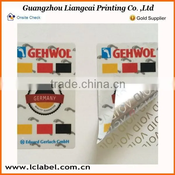 Sheet packaging sticker paper printed void logo sticker