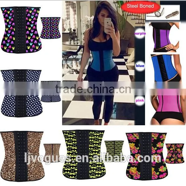 2016 hot sales Black Sexy Plus Size Clip And Zip Waist Training Corset Waist Trainers 3xl