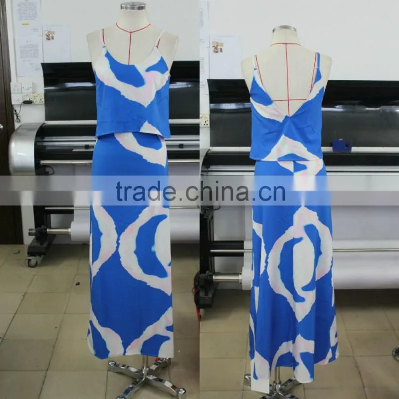 New arrival royal blue and white women maxi dresses party wear, tie dye maxi long party dress for women 2016 australia style