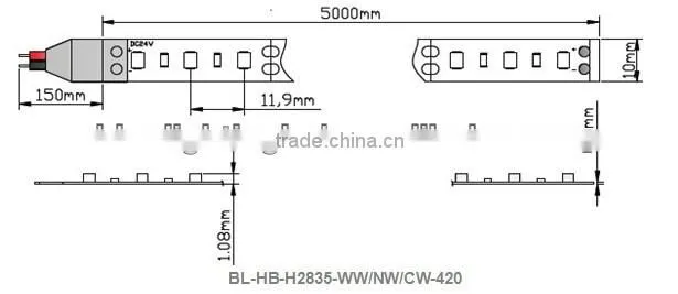 Super Bright DC12V Flexible 2835 Led Strip With Silicone Tube