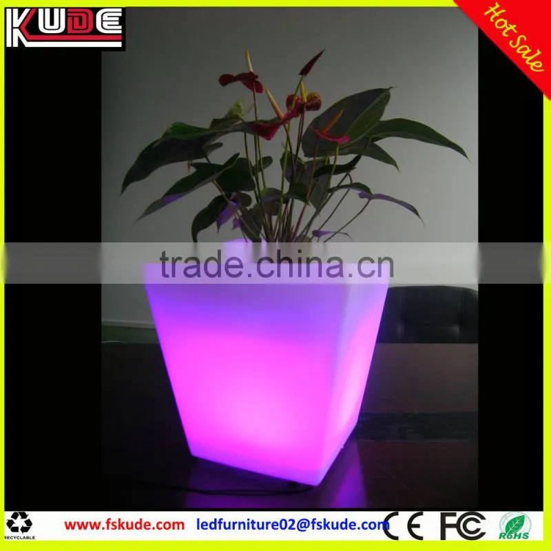 LED light flower pot modern indoor low square planter pot with LED light
