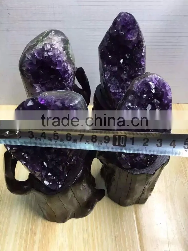 Natural Rock 4 pcs Amethyst Geodes Uruguay Crystal Ornaments On Sale