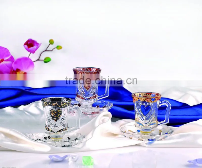 High quality glass cup and saucer set