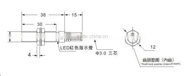 F&C F3C-08ES01 Series M8, 12~24v DC switching Transducer, Short Housing Type, Flush Proximity Transducer