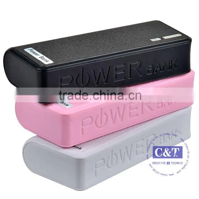 C&T Black REAL 5600 mAh Grade-A Battery Cell Power Bank with Multiple Adaptors for mobile phone