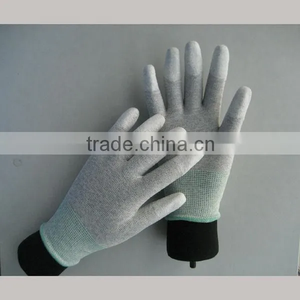Nylon string fingertips household glove with PU palm