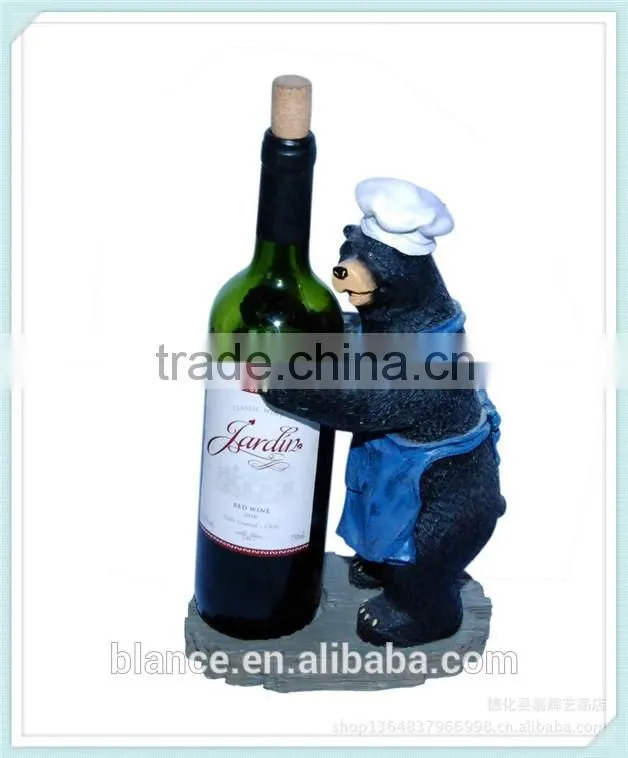 black bear shape resin wine bottle display stand