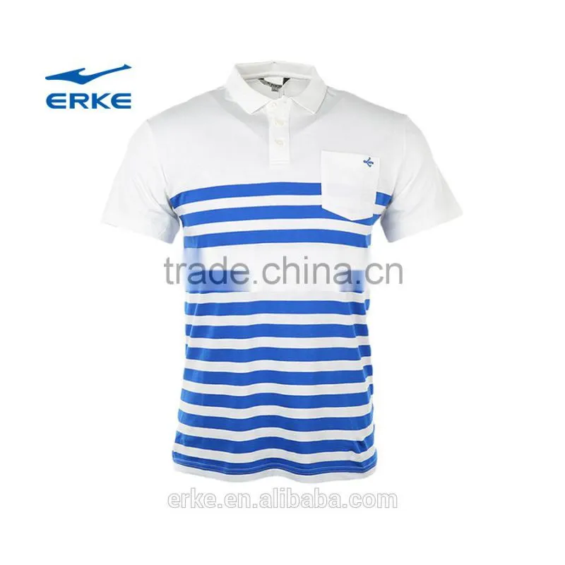 ERKE exclusive design casual & elegant mens summer mirco collar short sleeve t shirt of 100% cotton for office cheap wholesale