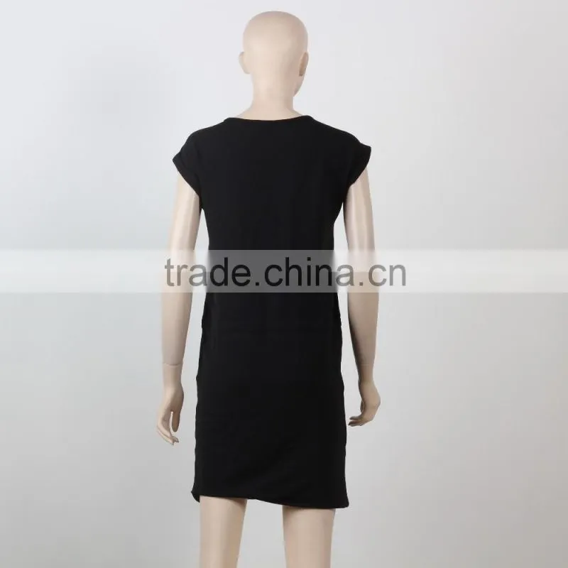 black t-shirt dress slim dress guangzhou women clothes manufacture