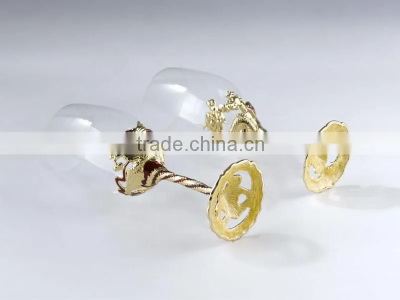 RORO Auspice dragon and phoenix enamel crystal glass red wine glass