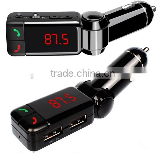 Hands free dual usb car charger wireless bluetooth fm transmitter for car mp3, bluetooth wireless fm transmitter