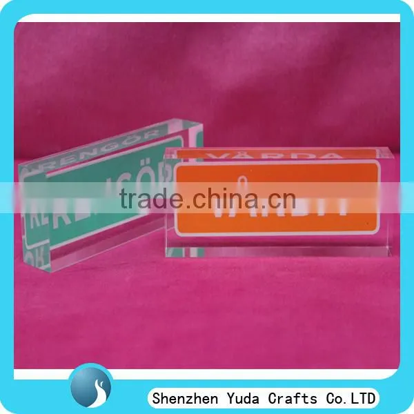 high quality printed clear acrylic ideal custom logo block wholesale cheap