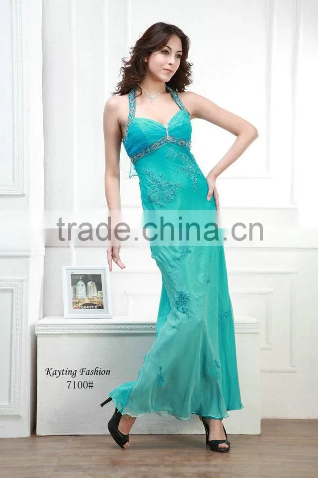 Distinguished Beaded and Embroidered Halter Long Maxi Dress