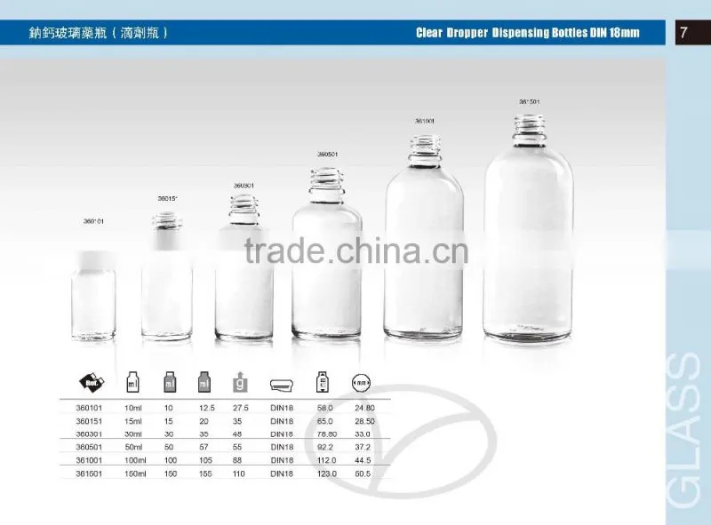 Clear Dropper Dispensing Glass Bottles