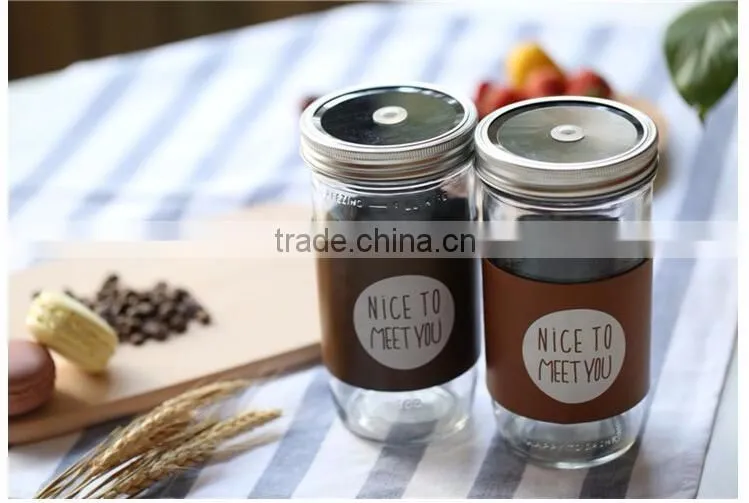 New Fashion Creative Office Glass Coffee Mug With Lid And Straw