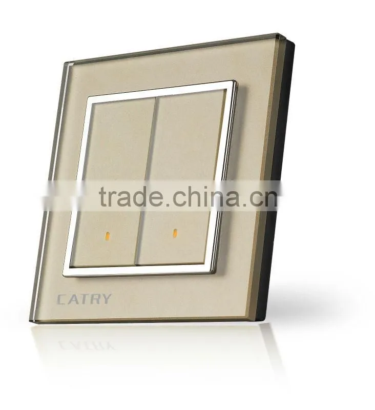 CATRY Two Gang Black Crystal Glass Electrical Switch,New style wall switch