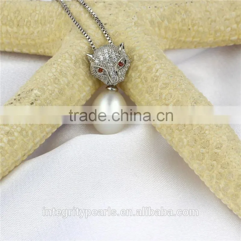 leopard animal shape Top Quality 925 Sterling Silver natural pearl Pendant and Earring Set