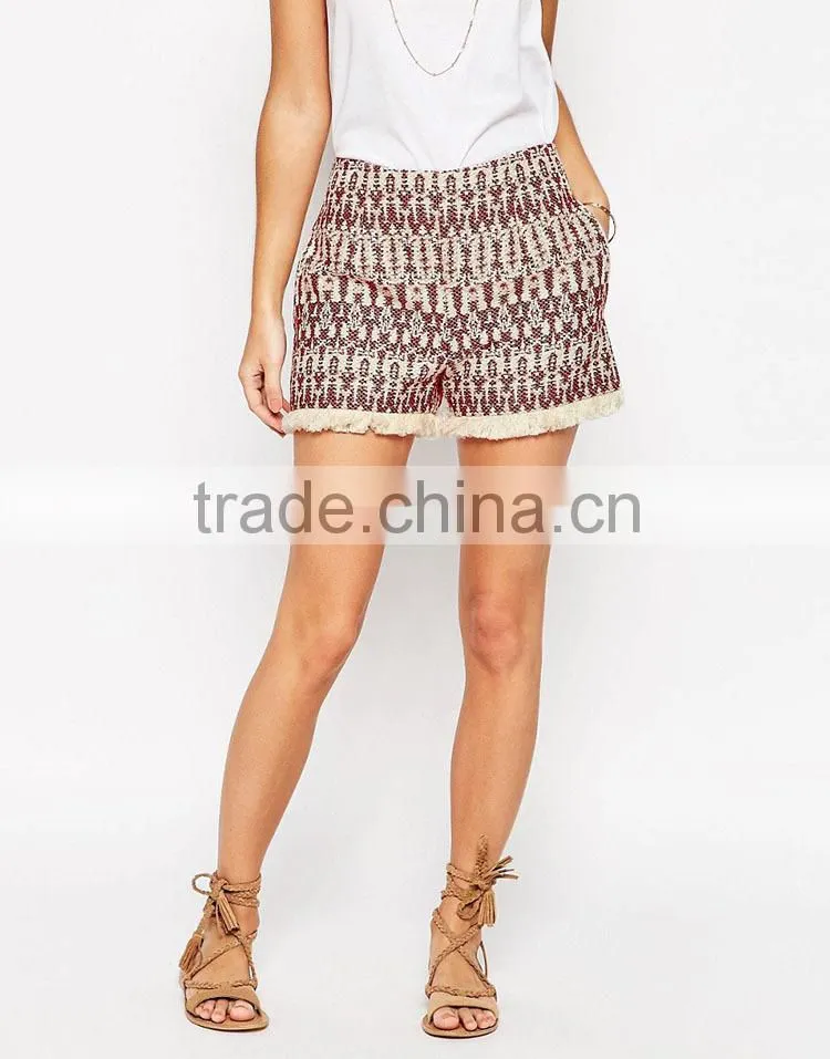 OEM service supply type new fashion printed wholesale blank plain sweat shorts women