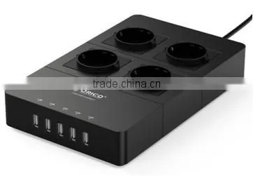 USB chargingport wih 6-way EU Individual Switch Extension Power Strip with Kid Protector