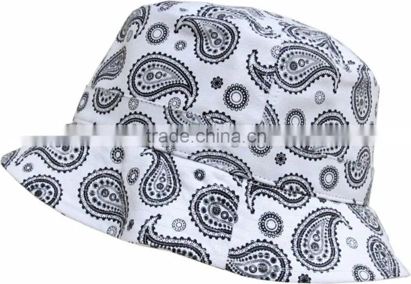 2015 New Custom Printed Bucket Hat Hunting Fishing Outdoor Cap 100% Cotton Printed Elephant Fabric Bucket Hat Pattern Free