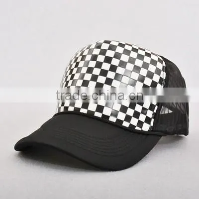 checked printed fashion trucker cap mesh cap