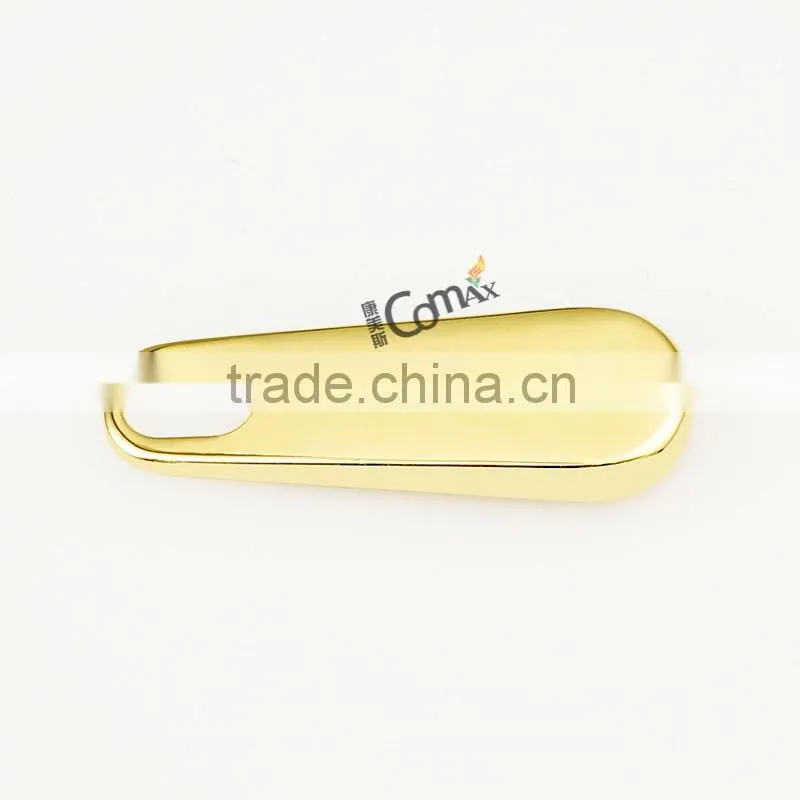 Custom Zinc Metal Flat Zip Puller and Slider With Plating Gold For Bag