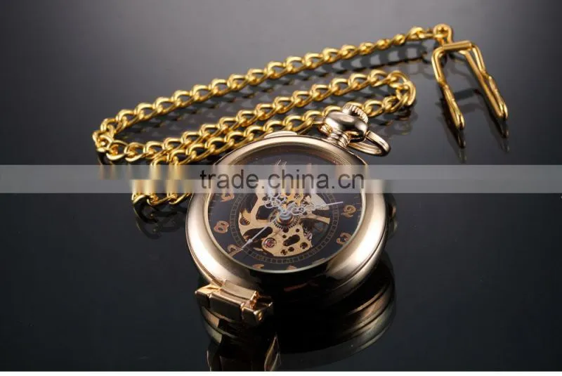 Elegant Hollow Hand Winding Mechanical Analog Men Pocket Watch