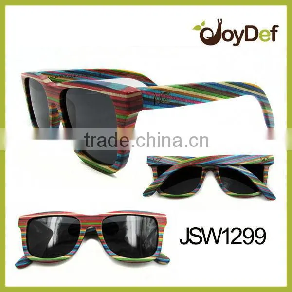 Two tone Bamboo wood sunglasses wooden sun glasses with polarized lens