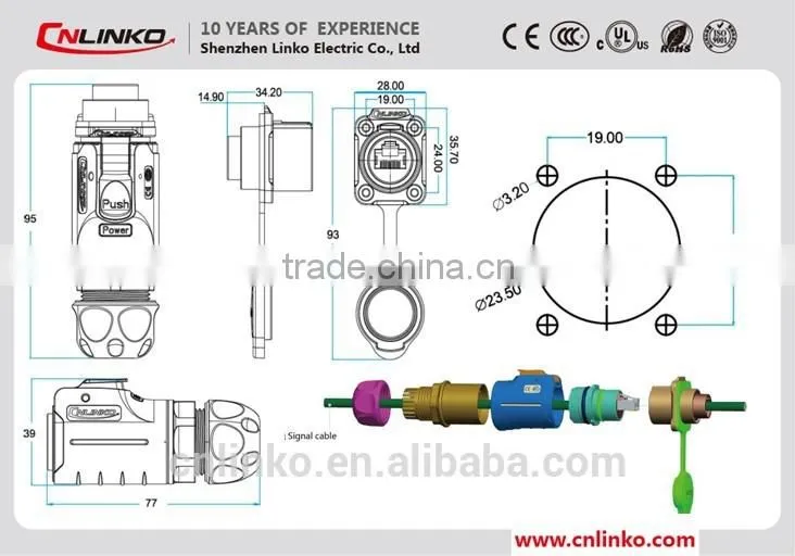 With Snap-fastener Dust-proof IP67 RJ45 Connector With Dust Cap