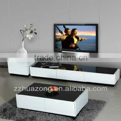Modern White High Gloss MDF Coffee Table With Tempered Glass