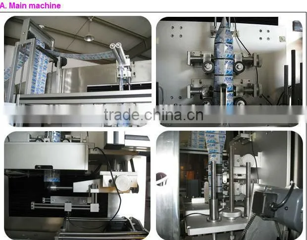 sleeve labeling machine with label shrinking tunnel and steam generator
