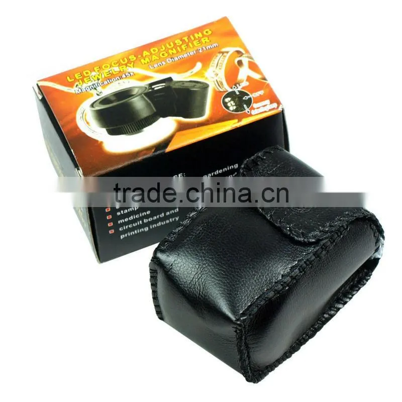 Mini 45X Lighted Jewelers Loupe / Magnifier with LED & Fluorescence Lights