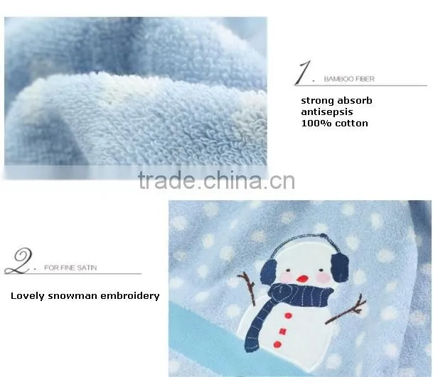 high quality cotton towel bath set with snowman pattern