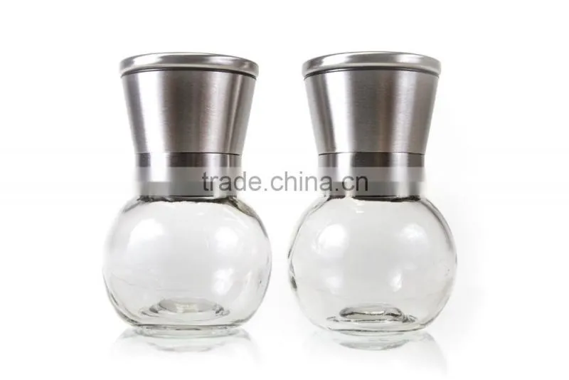 Stainless Steel Salt And Pepper Grinder Set Manual Mill Shakers With Adjustable Ceramic Grinder