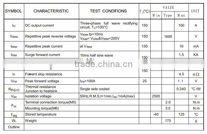 Good quality 3 phase bridge rectifier diode module