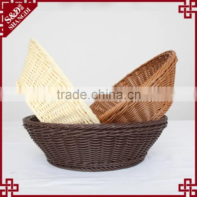 Multi-functional housewares round shape white plastic rattan bread basket