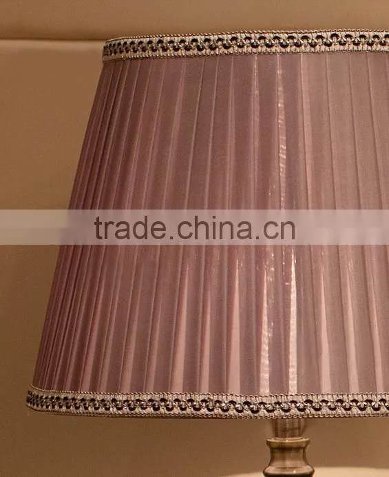 Romantic purple color lampshade K9 clear crystal table lamp