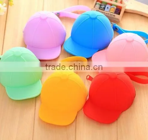 cy277 Women Coin Purse Silicone Bag Cap Hat Candy Color Zipper Bag Cute Girls Coin Purse Key Holder Case Bags