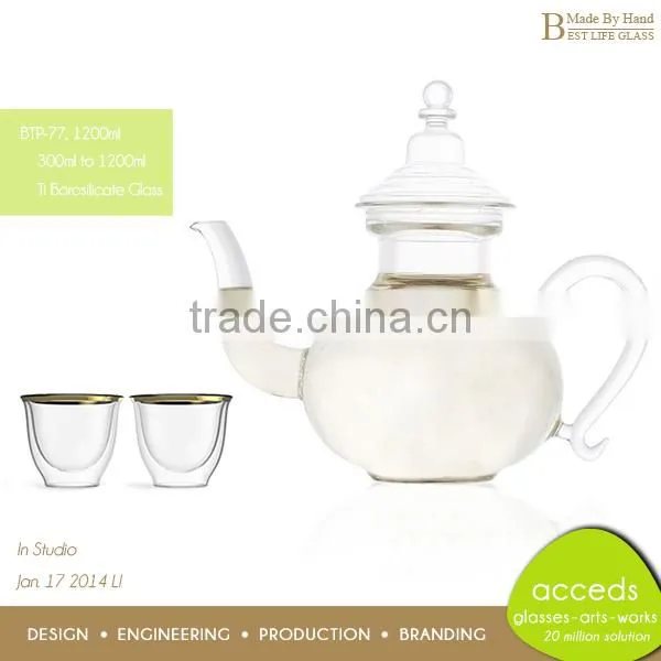 2014 Unique New Design Borosilicate 450Ml Glass Teapot