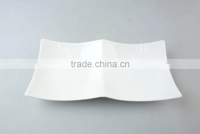 unique white porcelain plate, two part porcelain dish with cheap price