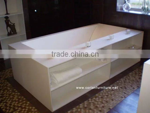 Europen style square shape solid surface bathtub