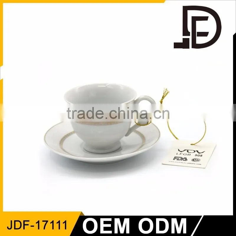 white ceramic maccito coffee cup and saucer / customizable British fine bone porcelain coffee cup set