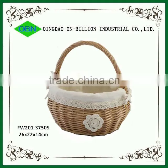 Wholesale decorative empty indian wicker wedding gift fruit basket decoration