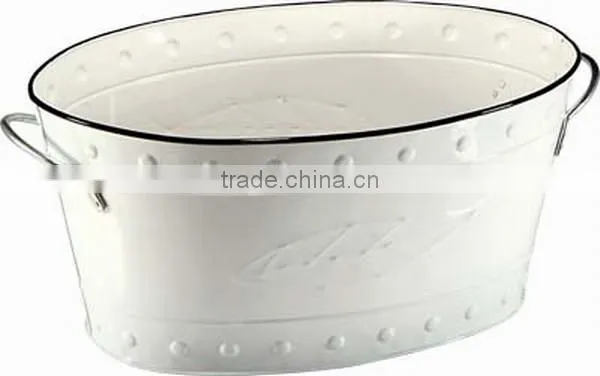 Large Retro Oval Metal Beverage Party Tub / Ice Bucket / Wine Cooler
