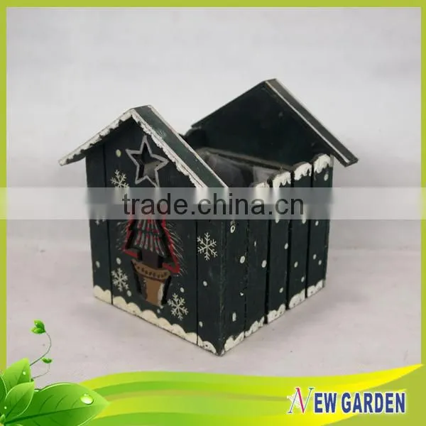 Home decor garden beautiful house shape wooden flower pot