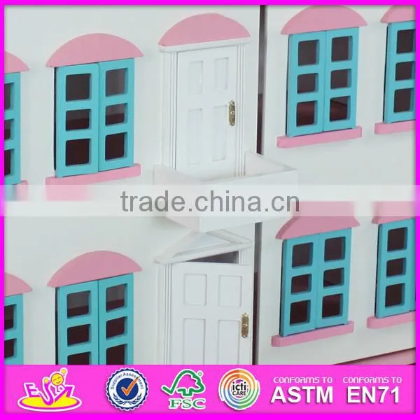Classic design baby wooden dollhouse high quality kids wooden dollhouse for sale W06A030